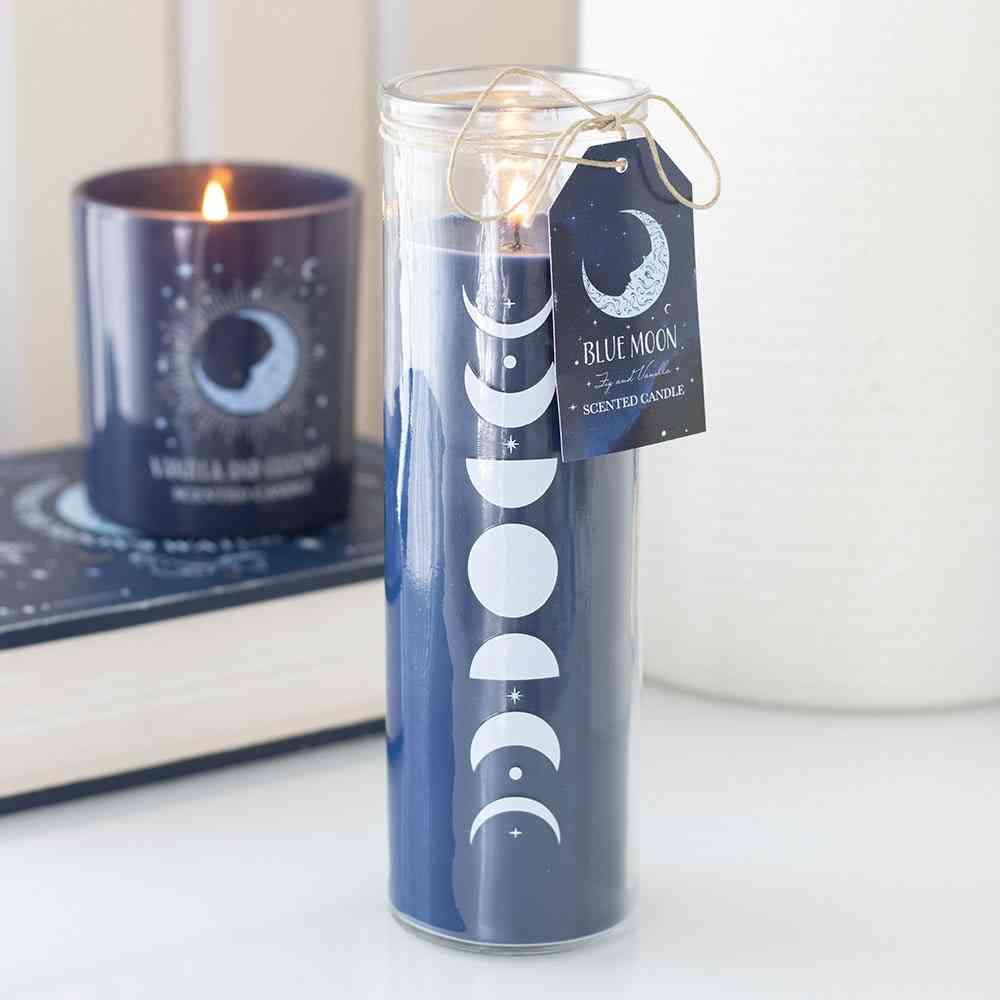Something Different - Blue Moon Phase Fig & Vanilla Scented Glass Tube Scented Candle - Blue